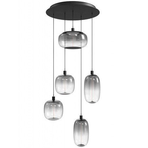 Monaco 5-Light LED Pendant in Black by Avenue Lighting
