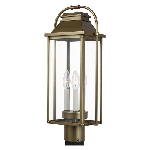 Wellsworth Painted Distressed Brass Post Light by Visual Comfort Studio