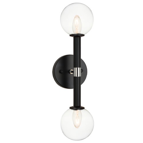 Matteo Lighting Stellar Black & Chrome Sconce by Matteo Lighting W75312BKCL