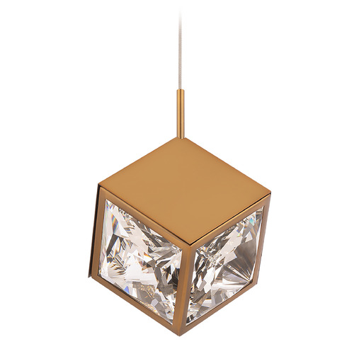 Ice Cube 8-Inch LED Mini Pendant in Aged Brass by WAC Lighting