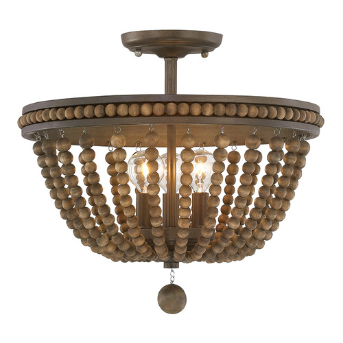 Capital Lighting Handley 3-Light Beaded Semi-Flush Mount in Tobacco by Capital Lighting 9A122A