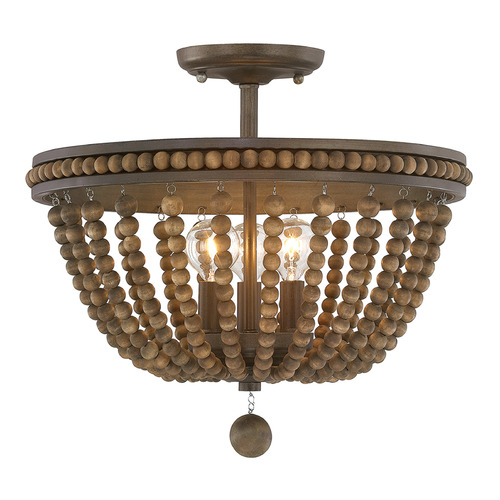 Handley 3-Light Beaded Semi-Flush Mount in Tobacco by Capital Lighting