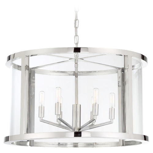 Crystorama Lighting Devon Polished Nickel Pendant Light with Drum Shade