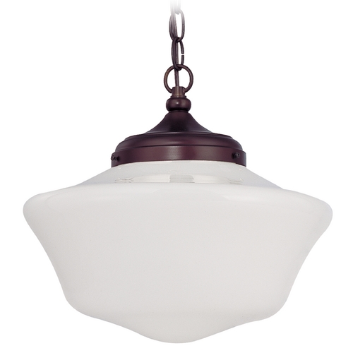 Design Classics Lighting Schoolhouse Pendant Light with Chain 14-Inch Bronze FA6-220 / GA14 / A-220