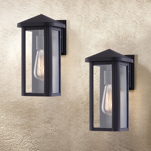 Design Classics Tolman Powder Coated Black Outdoor Wall Light (2-Pack)