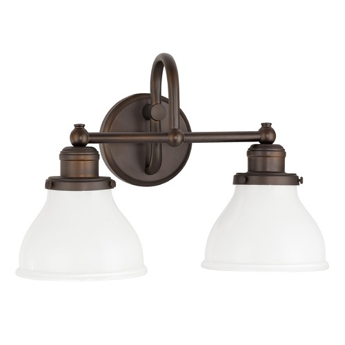 Baxter 16.25-Inch Vanity Light in Burnished Bronze with Milk Glass by Capital Lighting