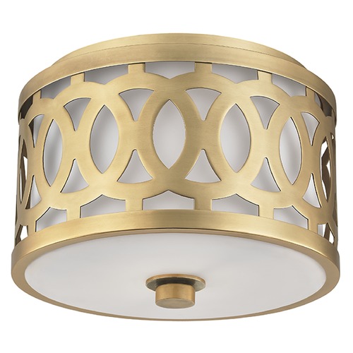 Hudson Valley Lighting Genesee Flush Mount Drum Shade in Aged Brass by Hudson Valley Lighting 4310-AGB