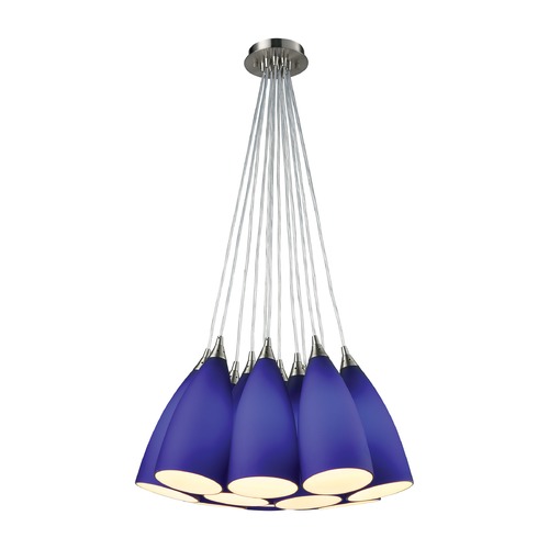 Elk Lighting Elk Lighting Vesta Satin Nickel Multi-Light Pendant with Bowl / Dome Shade 2581-12SR