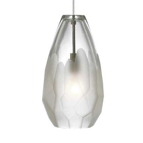 Visual Comfort Modern Collection Briolette MonoRail Pendant in Satin Nickel & Frost by Visual Comfort Modern 700MOBRLFS
