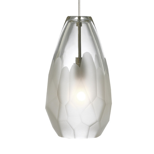 Briolette MonoRail Pendant in Satin Nickel & Frost by Visual Comfort Modern
