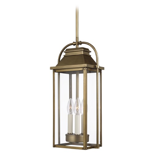 Wellsworth Painted Distressed Brass Outdoor Hanging Light by Visual Comfort Studio