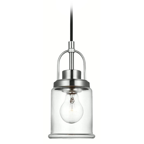 Visual Comfort Studio Collection Anders Brushed Nickel Mini-Pendant Light with Cylindrical Shade