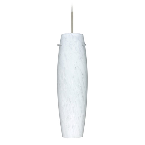 Besa Lighting Tutu Satin Nickel Mini-Pendant Light with Oblong Shade