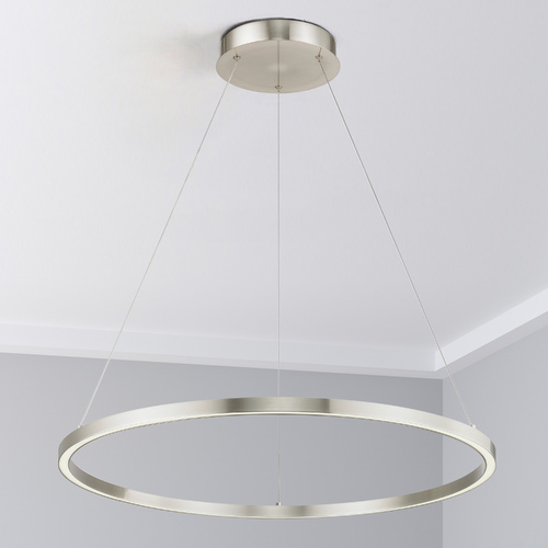 Design Classics Lighting Modern 32-Inch LED Ring Pendant Light Satin Nickel Finish 1936-SN