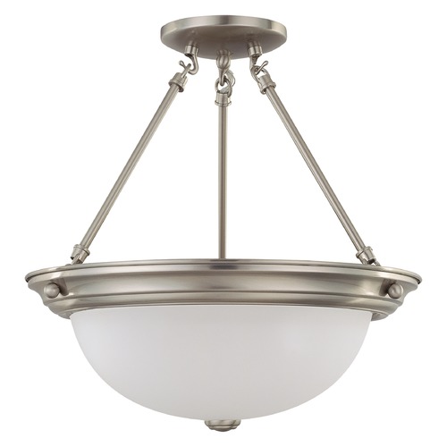 Nuvo Lighting 15 in. 3 Lt. Brushed Nickel Semi-Flushmount with Frosted Glass 60/3246