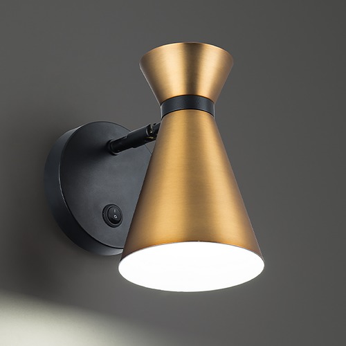 Pin Up LED Swing Arm in Black & Aged Brass 3000K by WAC Lighting