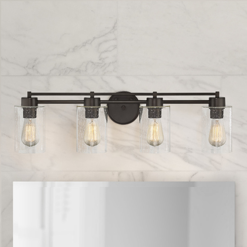 Seeded Glass Bathroom Light Bronze 4 Lt