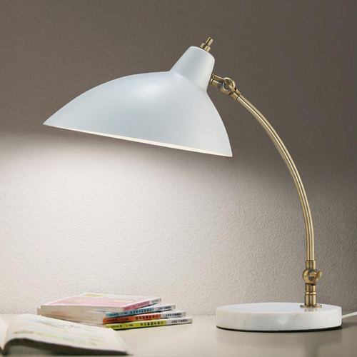 Mid-Century Modern Desk Lamp Brass / White Peggy by Adesso Home Lighting