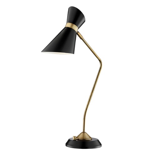 Lite Source Lighting Lite Source Jared Antique Brass Black Table Lamp with Conical Shade LS-23135