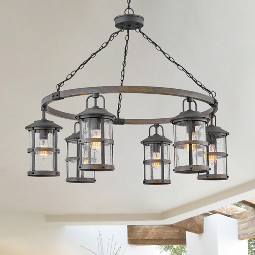 Hinkley Lakehouse 42-Inch Aged Zinc & Driftwood Grey Outdoor Chandelier by Hinkley Lighting 2689DZ