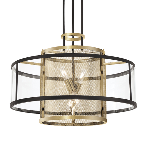 SoHo 4-Light Pendant in Coal & Soft Brass by Metropolitan