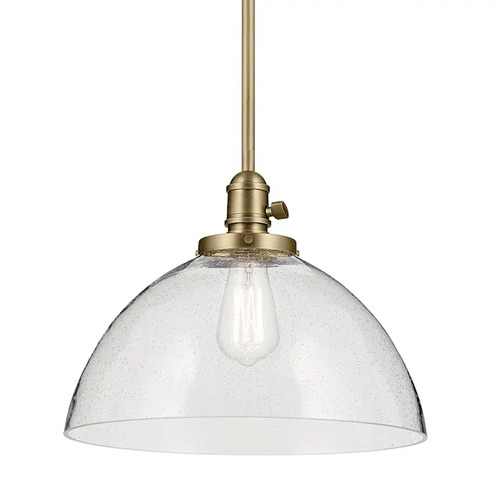Kichler Lighting Avery Natural Brass Pendant Light with Bowl / Dome Shade