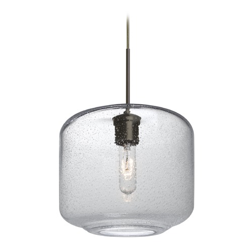 Besa Lighting Seeded Glass Pendant Light Bronze Niles by Besa Lighting 1JT-NILES10CL-BR