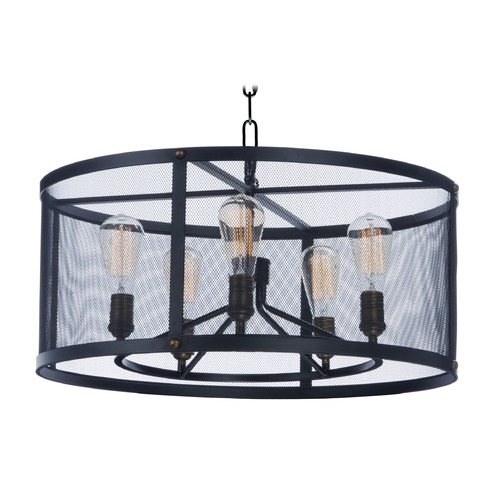 Maxim Lighting Maxim Lighting Palladium Black / Brass Pendant Light with Drum Shade 20114BKNAB/BUI