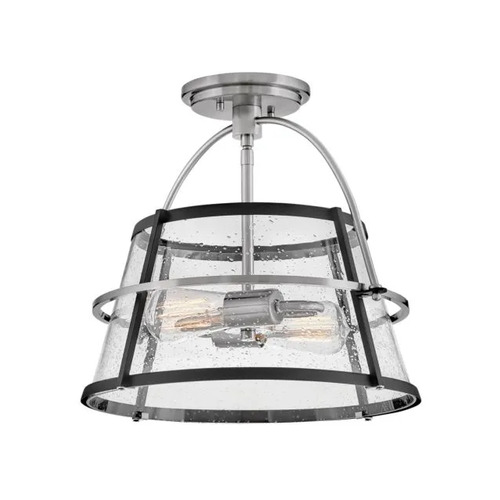 Tournon Semi-Flush Mount in Brushed Nickel & Black by Hinkley Lighting