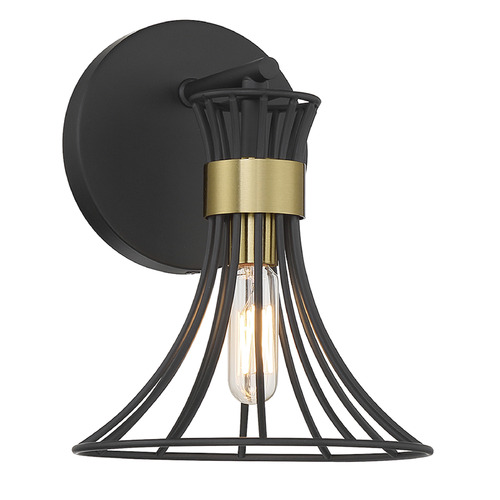Savoy House Breur 9-Inch Wall Sconce in Matte Black & Warm Brass by Savoy House 9-6080-1-143