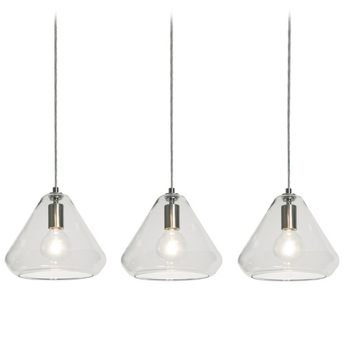 Afx Lighting Armitage Satin Nickel Multi-Light Pendant with Conical Shade