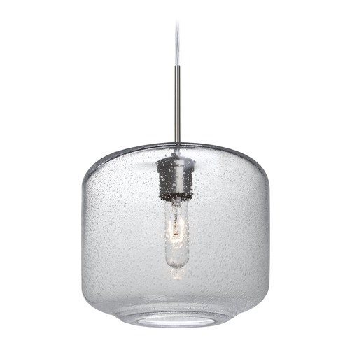 Besa Lighting Seeded Glass Pendant Light Satin Nickel Niles by Besa Lighting 1JT-NILES10CL-SN