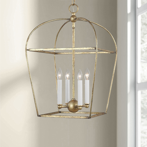 Chapman & Meyers Stonington 21-Inch Antique Gild Open Frame Lantern by Visual Comfort Studio