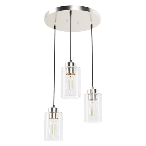 Hunter Fan Company Hartland Brushed Nickel Multi-Light Pendant with Cylindrical Shade