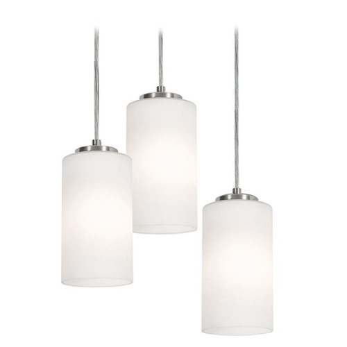 Afx Lighting Leo Satin Nickel Multi-Light Pendant with Cylindrical Shade