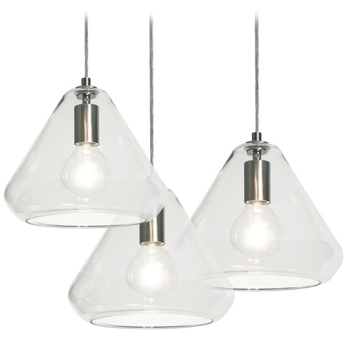 AFX Lighting Afx Lighting Armitage Satin Nickel Multi-Light Pendant with Conical Shade AGP10MBSNCLRND3