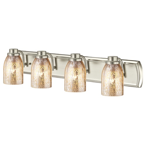 Design Classics Lighting Industrial Mercury Glass 4-Light Bath Bar in Satin Nickel 1204-09 GL1039D