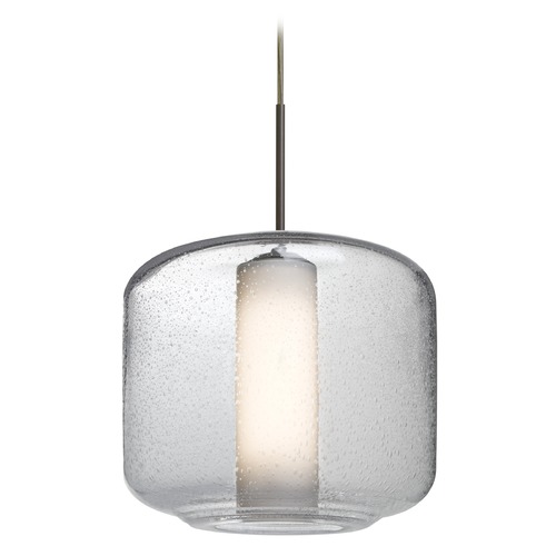 Besa Lighting Seeded Glass Pendant Light Bronze Niles by Besa Lighting 1JT-NILES10CO-BR