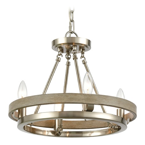 Elk Lighting Elk Lighting Ramsey Satin Nickel, Beechwood Mini-Chandelier 75064/4
