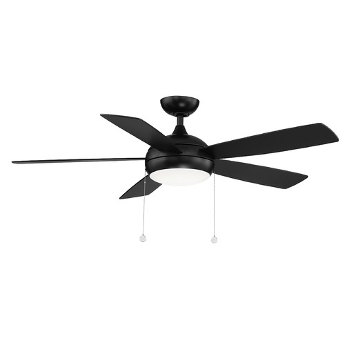 WAC Lighting Disc II 52-Inch Damp Rated Ceiling Fan in Matte Black with LED Light F-033L-MB