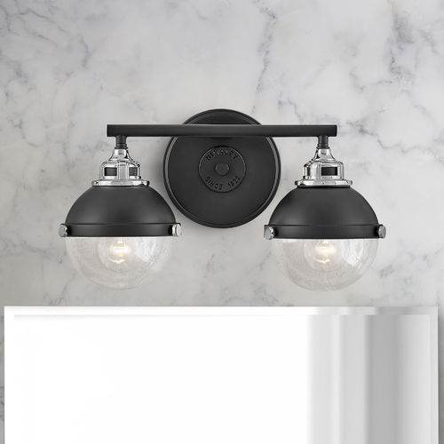 Fletcher 2-Light Vanity Light in Black & Chrome by Hinkley Lighting