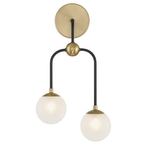Couplet 2-Light Wall Sconce in Black & Warm Brass by Savoy House