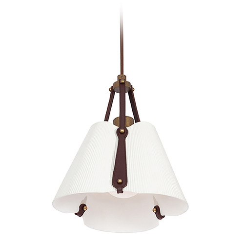 Kalco Lighting Embrace Pearlized Antique Brass Pendant Light with Scalloped Shade