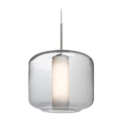 Besa Lighting Seeded Glass Pendant Light Satin Nickel Niles by Besa Lighting 1JT-NILES10CO-SN