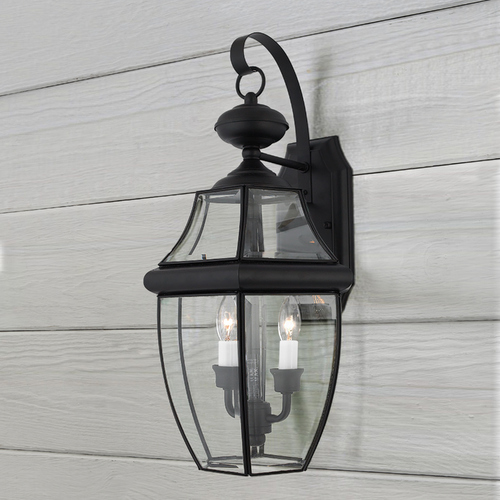 Quoizel Lighting Outdoor Wall Light with Clear Glass in Mystic Black Finish NY8317K