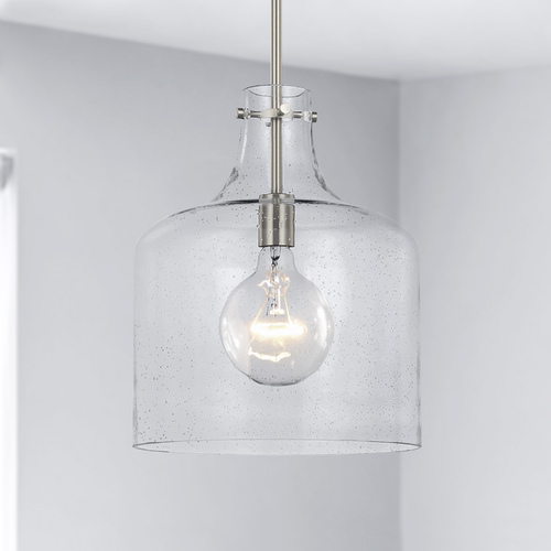 HomePlace by Capital Lighting Crawford 11.75-Inch Seeded Glass Pendant in Nickel by HomePlace by Capital Lighting 325712BN