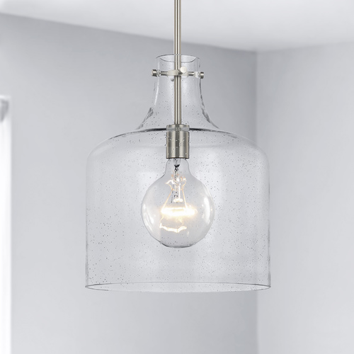 Crawford 11.75-Inch Seeded Glass Pendant in Nickel by HomePlace by Capital Lighting