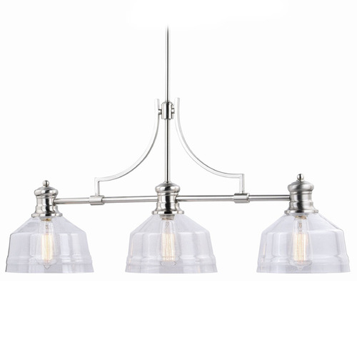 Vaxcel Lighting Beloit Satin Nickel Island Light with Warehouse Shade
