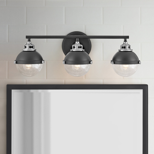 Fletcher 3-Light Vanity Light in Black & Chrome by Hinkley Lighting
