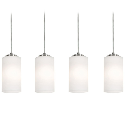 Afx Lighting Leo Satin Nickel Multi-Light Pendant with Cylindrical Shade